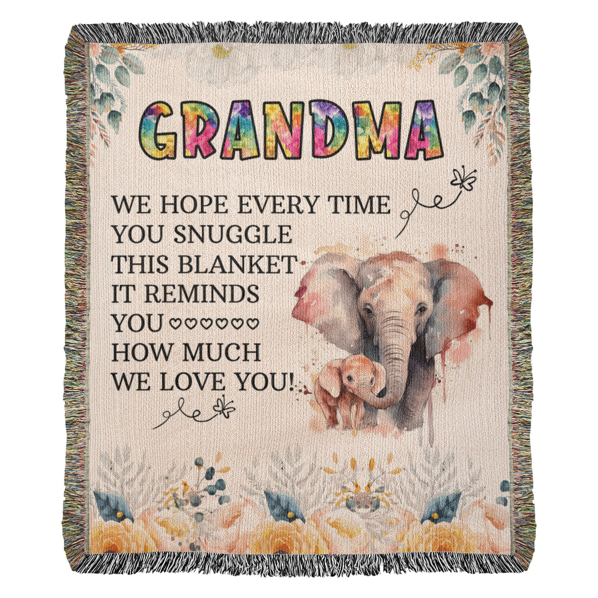 To My Grandma - Elephant Woven Blanket